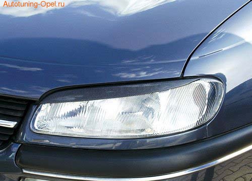 Реснички на фары Opel Omega B в стиле Carbon-Look