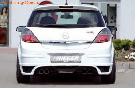 Накладка на бампер задний Opel Corsa D с вырезом слева под одинарный выхлоп