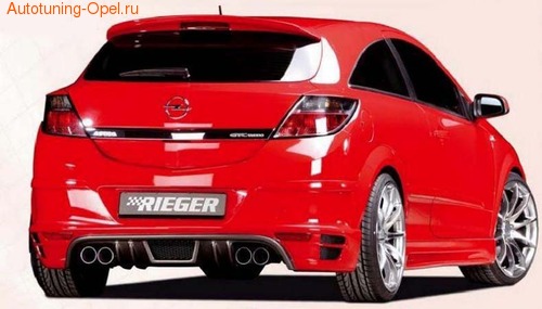 Накладка на бампер задний Opel Astra H GTC с вырезом слева и справа в стиле Carbon-Look