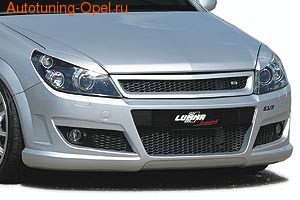 Бампер передний Opel Astra H в стиле GS/R для автомобилей с противотуманными фарами