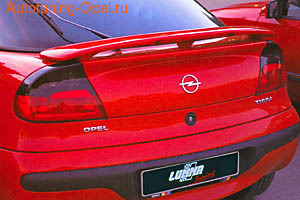 Спойлер задний Opel Tigra в стиле GT/F1 с интегрированным 3-им стоп-сигналом красного цвета