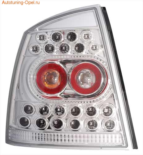 Фонари задние Opel Astra G хромированные прозрачные LED (светодиодные)