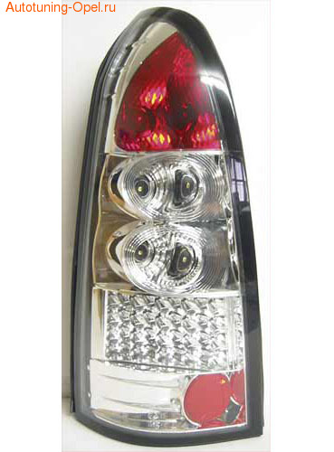 Фонари задние Opel Astra G хромированные прозрачные LED (светодиодные)