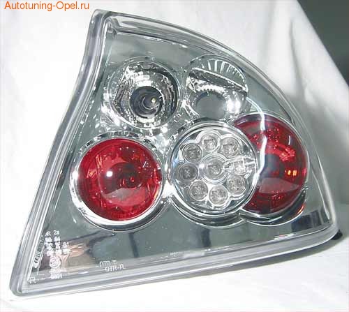 Фонари задние Opel Tigra хромированные прозрачные LED (светодиодные)
