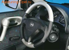 Руль для Opel Corsa B, Opel Tigra в стиле Alu-Look с черными кожаными вставками