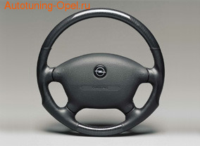 Руль для Opel Vectra B в стиле Carbon-Look с черными кожаными вставками