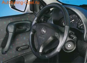 Руль для Opel Corsa B, Opel Tigra в стиле Carbon-Look с черными кожаными вставками