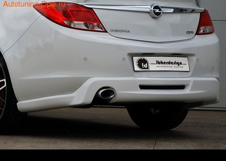 Накладка на бампер задний Opel Insignia Хэтчбек, Седан, Sports Tourer (дорестайлинг) в стиле Kampala с вырезом под глушитель слева