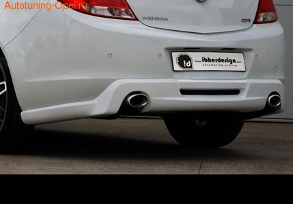 Накладка на бампер задний Opel Insignia Хэтчбек, Седан, Sports Tourer (дорестайлинг) в стиле Kampala с вырезом под глушитель слева и справа