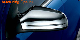 Накладки на зеркала бокового вида для Opel Astra H, Opel Zafira B хромированные в стиле OPC Line