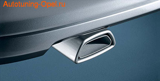 Глушитель Opel Astra H слева с одной насадкой в стиле OPC Line к моторам 1,3D и 1,7D кроме OPC/GSI
