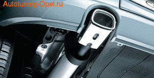 Глушитель Opel Corsa D, Opel Corsa E слева с одной насадкой в стиле OPC Line к мотору 1,4 л кроме OPC/GSI