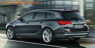 Обвес на Opel Astra J Sports Tourer (дорестайлинг) от компании Opel в стиле OPC Line I с вырезом в бампере под глушитель