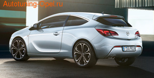 Обвес на Opel Astra J GTC от компании Opel в стиле OPC Line I с вырезом в бампере под глушитель