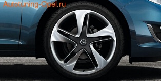 Диски литые R19 легкосплавные серебристые дизайн 5 двойных лучей для Opel Astra J c бензиновыми двигателями 1,4 л, 1,4T л и 1,6 л, дизельными двигателями 1,3 л