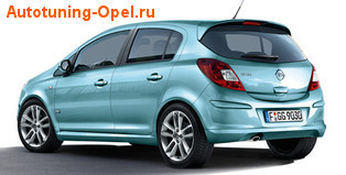 Обвес на Opel Corsa D 3-дверная (рестайлинг) от компании Opel в стиле OPC Line I с вырезом в бампере под глушитель