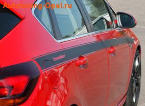 Полоса дизайнерская Irmscher для автомобилей Opel Astra J Хэтчбек черного цвета