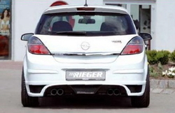 Накладка на бампер задний Opel Astra H Хэтчбек с вырезом слева под сдвоенный выхлоп в стиле Carbon-Look
