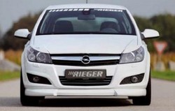 Обвес на Opel Astra H 5-ти дверная со штатным глушителем от компании Rieger с шелкографией под карбон