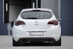 Накладка на бампер задний Opel Astra J Хэтчбек (дорестайлинг) с вырезом слева под одинарный выхлоп в стиле Carbon-Look