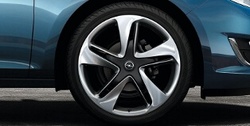 Диски литые R19 легкосплавные серебристые дизайн 5 двойных лучей для Opel Astra J c бензиновыми двигателями 1,4 л, 1,4T л и 1,6 л, дизельными двигателями 1,3 л